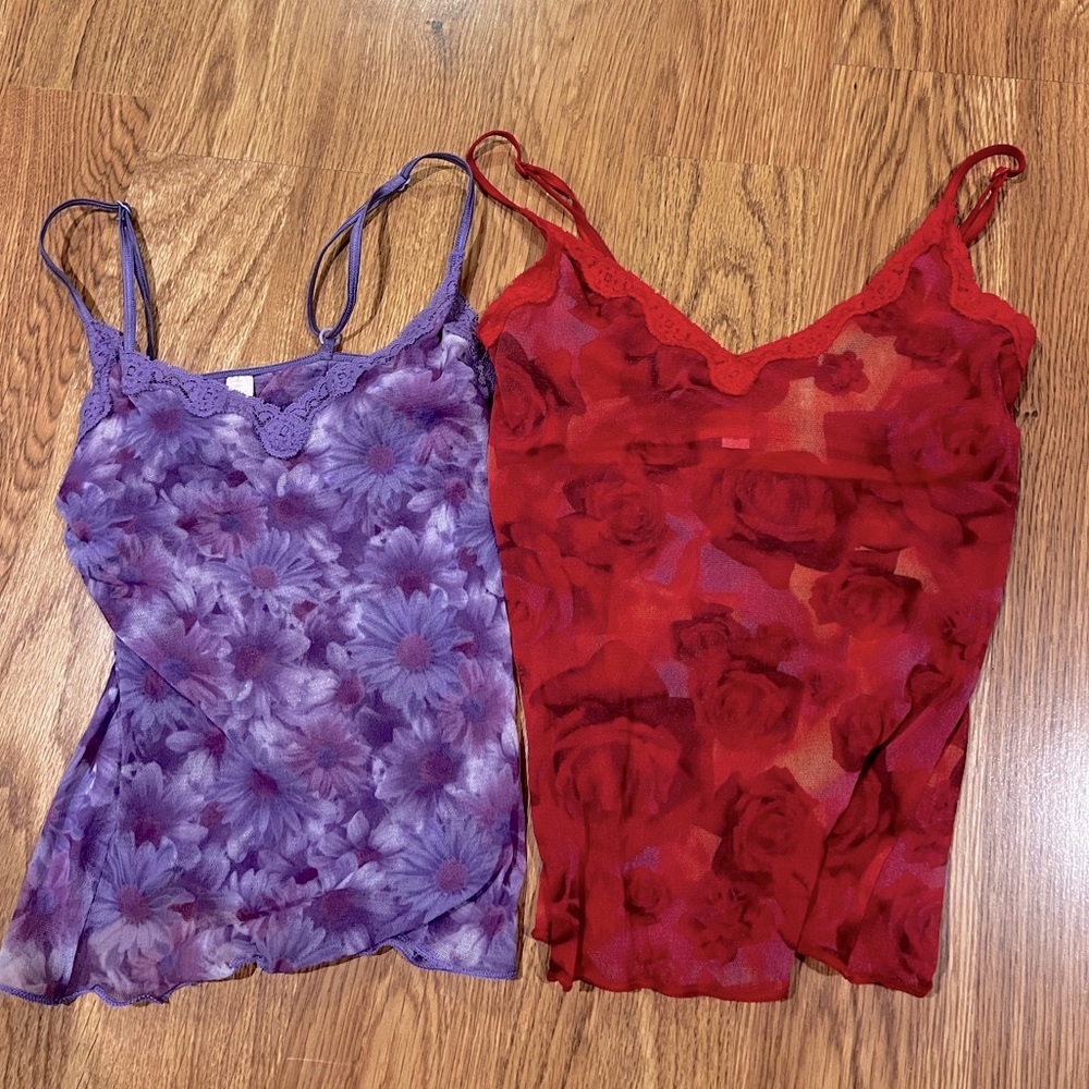 Victoria's Secret Red and Purple Floral Camisole Set